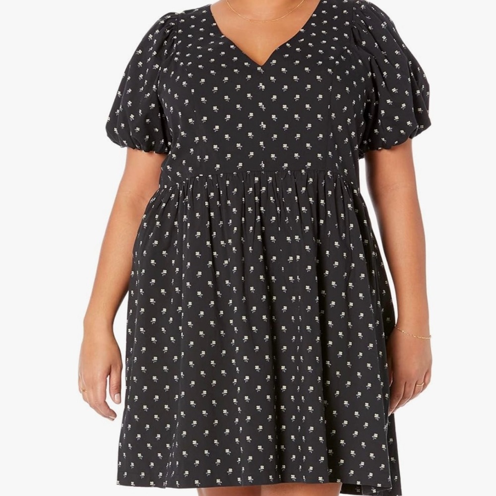 Puff-Sleeve Mini Dress in Floral Ikat